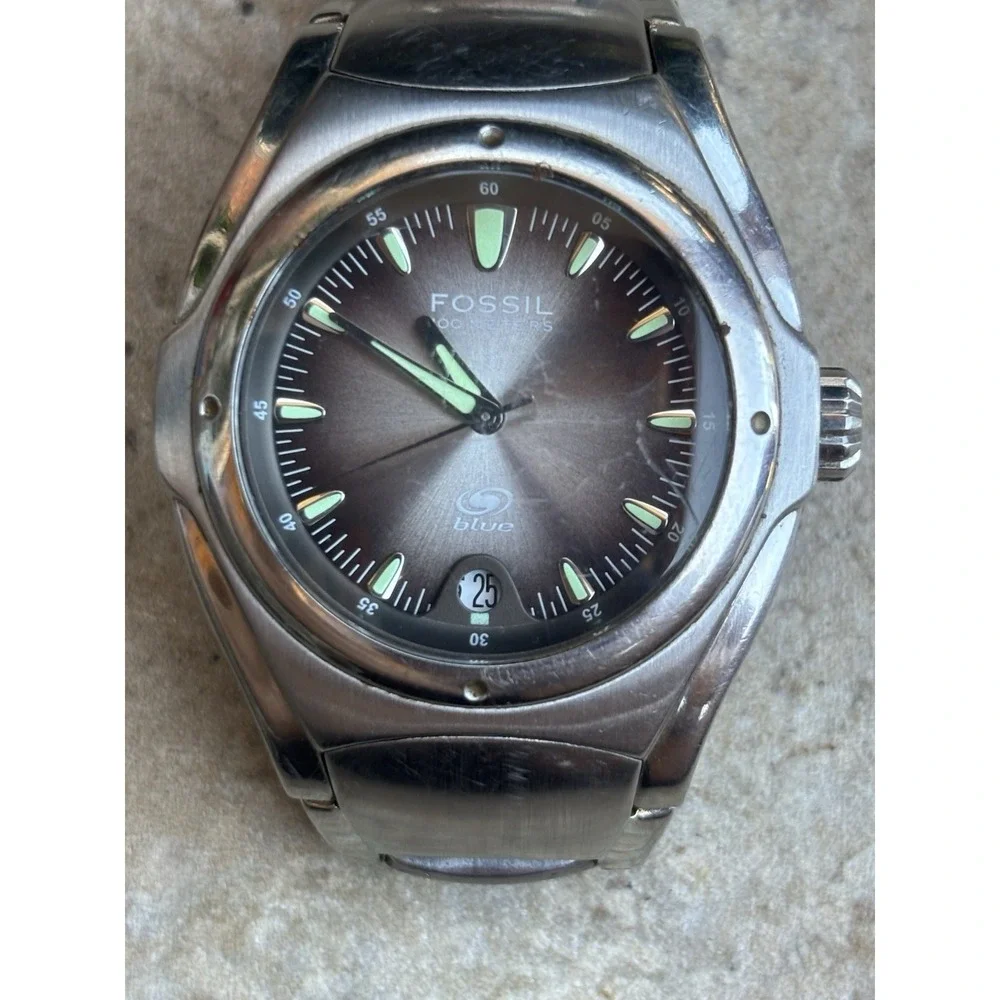 ⭐️Vintage Fossil Blue Womens Silver Tone Stainless⭐️AM3747⭐️Quartz Watch A3⭐️